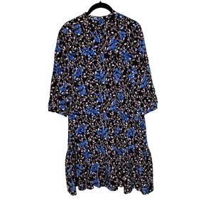 SALONI Floral Mini Dress in Black and Blue